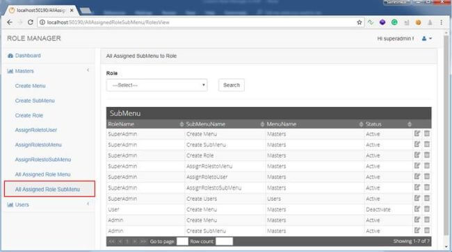 Assign Roles to SubMenu
